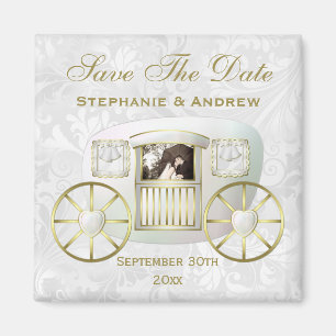 Romantic Photo Wedding Carriage Save the Date Magneet