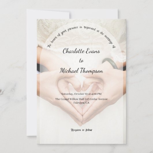 Romantic Photo Wedding Invitation Kaart (Voorkant)