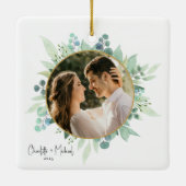 Romantic Photo Wedding Keepsake Keramisch Ornament (Achterkant)