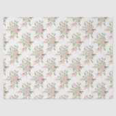 Romantic pink and green bird and flowers tissuepapier (Voorkant)