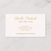 Romantic Pink Bokeh Gold Script Beauty Salon Visitekaartje (Achterkant)