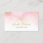 Romantic Pink Bokeh Gold Script Beauty Salon Visitekaartje (Voorkant)