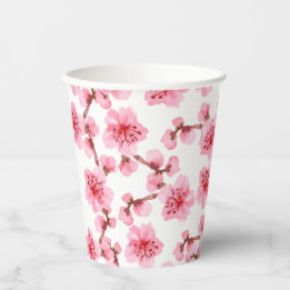 Romantic pink Cherry blosson Papieren Bekers