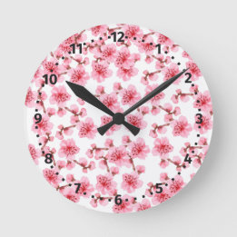 Romantic pink Cherry blosson Ronde Klok