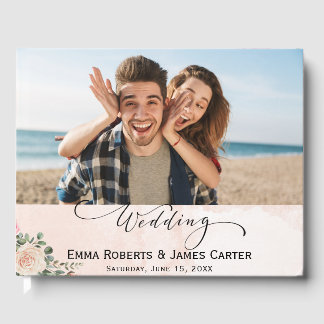 Romantic Pink Cream Floral Mariage Livre d'or