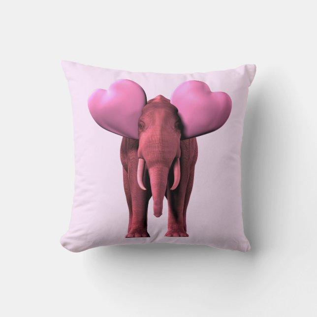 Romantic Pink Elephant Kussen (Voorkant)
