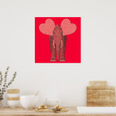 Romantic Pink Elephant Poster (Keuken)
