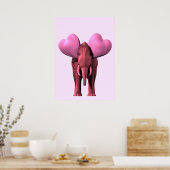 Romantic Pink Elephant Poster (Keuken)