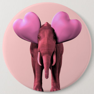 Romantic Pink Elephant Ronde Button 6,0 Cm