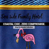 Romantic Pink Flamingos with gold stripes blue