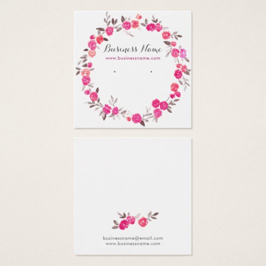 Romantic Pink Floral Background Earning Kaarten Vierkante Visitekaartjes (Voorkant /achterkant)