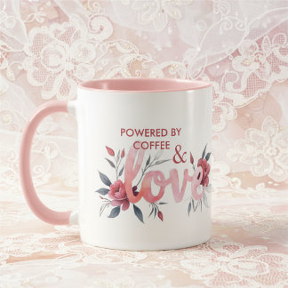 Romantic Pink Floral Botanical Love Coffee Mok