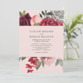 Romantic Pink Floral Bridal Bouquet Wedding Kaart (Staand voorkant)