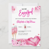Romantic Pink Floral Engagement Party Engaged Kaart (Voorkant)