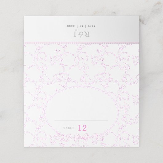 Romantic Pink Floral Place Card (Buitenkant ongevouwen)