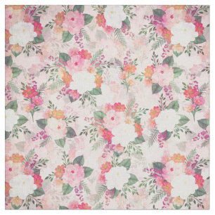 Romantic Pink Floral Waterverf Painting Stof