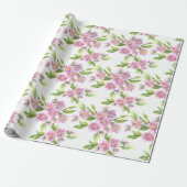 Romantic Pink Floral wrapping Paper Cadeaupapier (Uitgerold)
