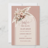 Romantic Pink Flowers Boho Arch Save The Date Kaart (Voorkant)