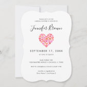Romantic Pink Heart Bridal Shower Invitation Kaart (Voorkant)