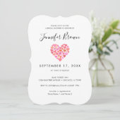 Romantic Pink Heart Bridal Shower Invitation Kaart (Staand voorkant)