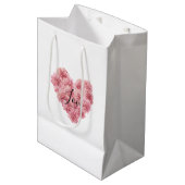 Romantic Pink Heart Flower Valentine's Day Medium Cadeauzakje (Voorkant Gekanteld)