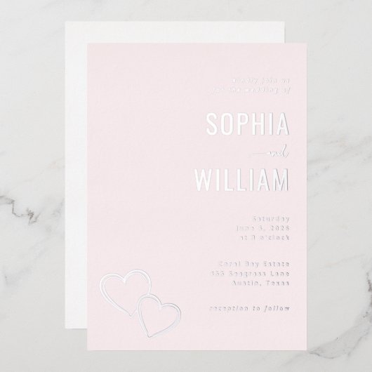Romantic Pink Heart Invitations (Recto/Verso)