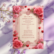 Romantic Pink Heart Motifs Valentine Party Floral 