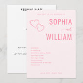 Romantic Pink Heart Wedding Invitations Programma (Voorkant / Achterkant)