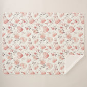 Romantic Pink Hearts Roses Floral Sherpa Deken (Voorkant (horizontaal))