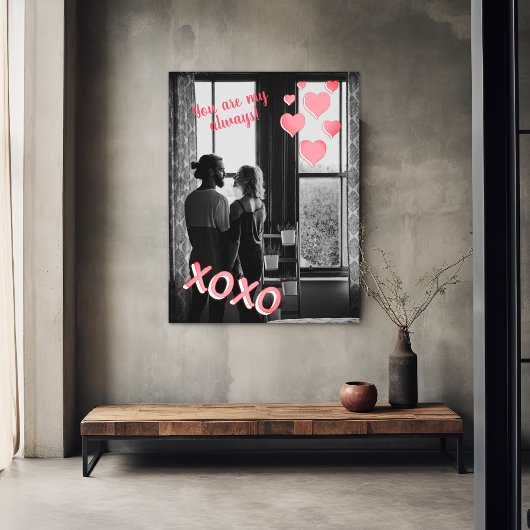 Romantic Pink Hearts XOXO Photo Valentine Poster