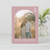 Romantic Pink Minimalist Photo Save The Date (Staand voorkant)