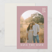 Romantic Pink Minimalist Photo Save The Date (Voorkant / Achterkant)