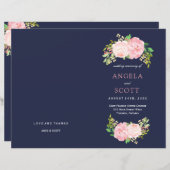 Romantic Pink Peonies Wedding Programs (Voorkant / Achterkant)