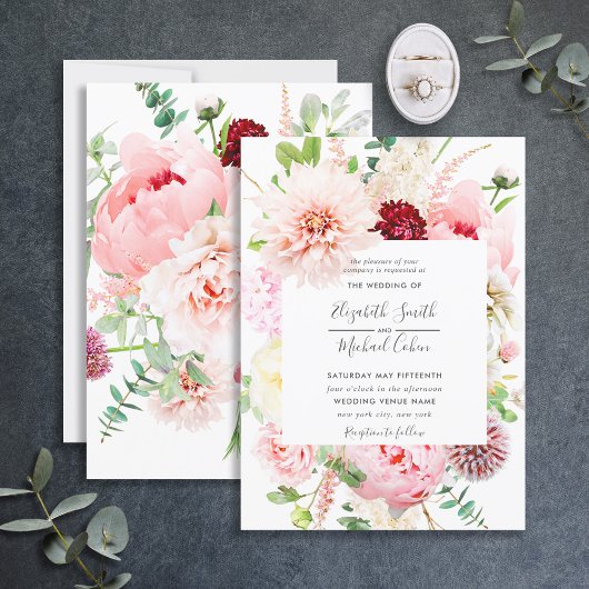 Romantic Pink Pony Floral Script Weduwschap Kaart