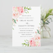 Romantic Pink Pony Floral Wedding Kaart (Staand voorkant)