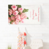 Romantic Pink Rose Bouquet Birthday Spandoek (Insitu)