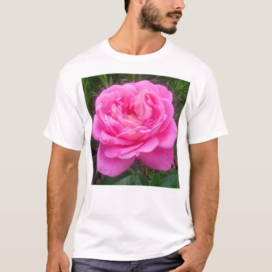 Romantic Pink Rose "Leonardo Da Vinci" T-Shirt (Voorkant)