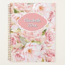 Romantic Pink Rose Personalized Planner