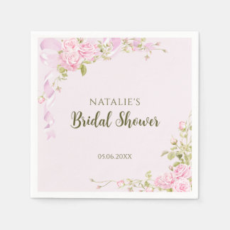 Romantic Pink Roses Chic Floral Bridal Shower  Servet