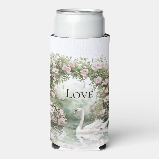 Romantic Pink Roses Swan Lake Floral   (Seltzer Voorkant)