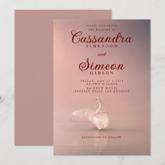 Romantic Pink Swan Wedding Kaart