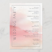 Romantic Pink Watercolor Ceremony Schedule Programma (Achterkant)