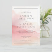 Romantic Pink Watercolor Wedding Invitation (Debout devant)