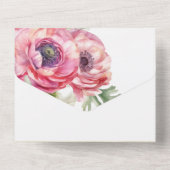 Romantic Pink & White Ranunculus All In One Uitnodiging (Achterkant)