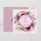 Romantic Plum Burgundy Blush Pink Floral Save The Date (Voorkant / Achterkant)