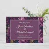 Romantic Plum Floral Wedding Save Date Save The Date (Staand voorkant)