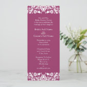 Romantic Plum Heart Damask Wedding Invitations Kaart (Staand voorkant)