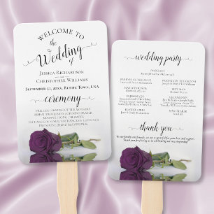 Romantic Plum Paars Roos Elegant Wedding Programme Handwaaier