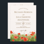 Romantic Poppy Floral Faire-part de mariage rouge<br><div class="desc">Ce romantique faire-part de mariage rouge floral coquelicot est parfait pour un mariage de printemps, d'été, d'automne ou d'hiver. La belle collection élégante et unique est décorée d'illustrations sur le thème du pavot. Les deux côtés sont très soigneusement conçus, et les aquarelles rouges, vertes et bleues forment une combinaison fantastique....</div>
