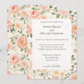Romantic Pretty Cream Peach Floral Wedding Kaart (Voorkant / Achterkant)